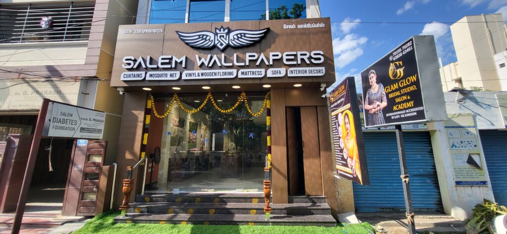 salem wallpapers - wallpapers shop in salem - wallpaper showroom in salem - curtains showroom in salem - Vinyl Flooring - Wooden Flooring - Mosquito Net - blinds